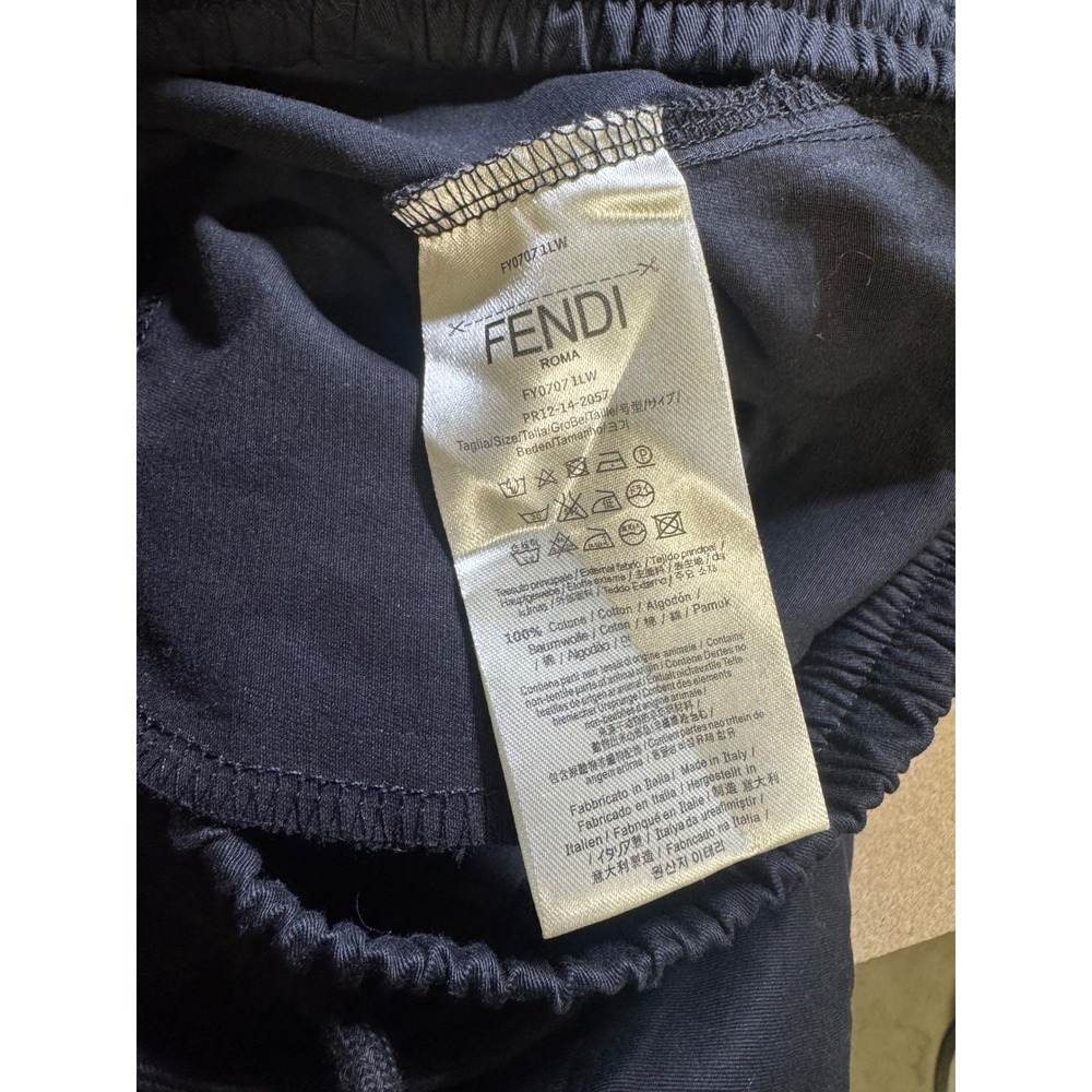 Fendi Roma Black Cotton Cargo Pants Red Logo Embroidered Drawstring Large L $800 - Picture 8 of 10